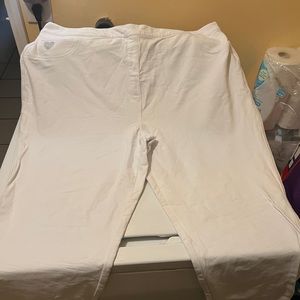 3X womens Elastic Waist White pants